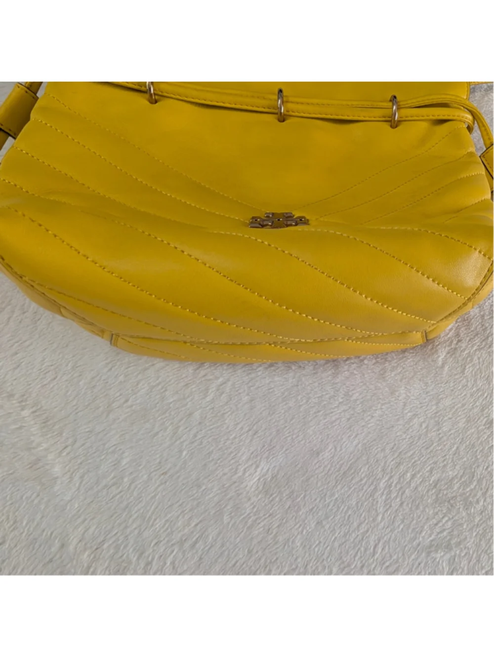 Tory Burch Kira Chevron Yellow Mini Bucket Bag - Flaws